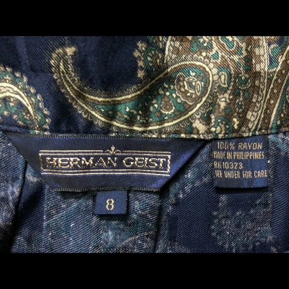 Herman Geist Skirt Sz 8 Vintage Pleated Paisley Maxi Gorgeous - Picture 9 of 13